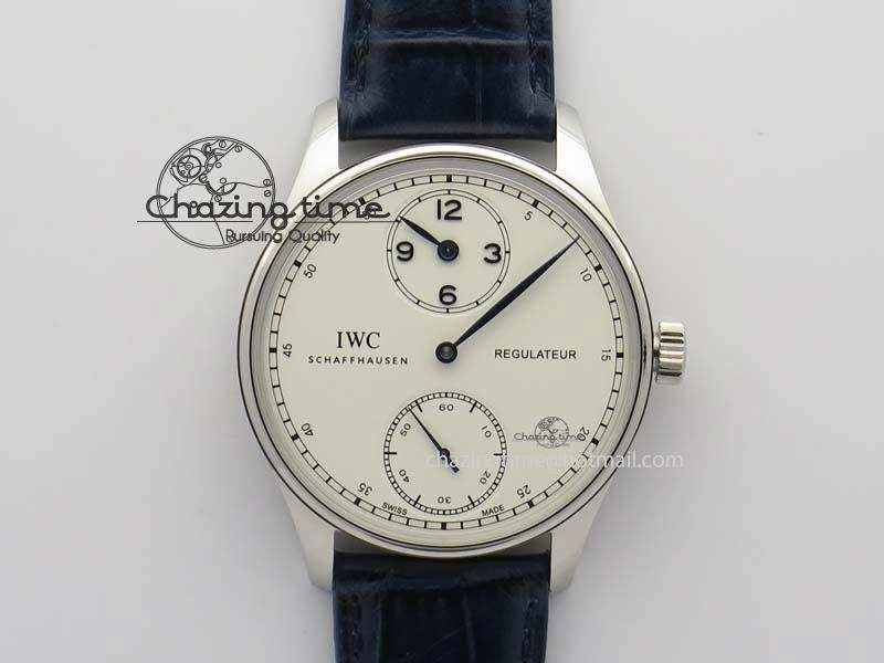 Portuguese IW5444 SS White Dial Blue Numbers On Blue Leather Strap A SportInspired 7258