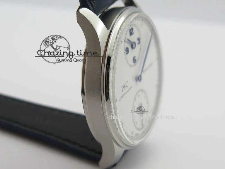 Portuguese IW5444 SS White Dial Blue Numbers On Blue Leather Strap A SportInspired 7258