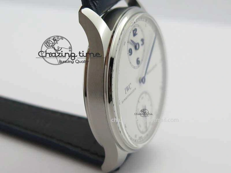 Portuguese IW5444 SS White Dial Blue Numbers On Blue Leather Strap A SportInspired 7258