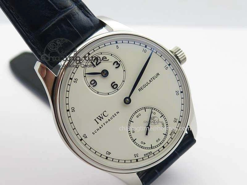Portuguese IW5444 SS White Dial Blue Numbers On Blue Leather Strap A SportInspired 7258