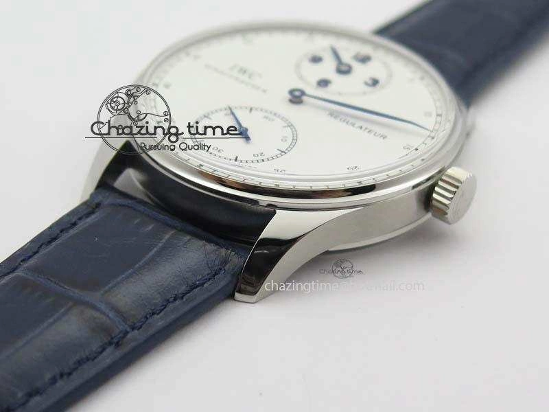 Portuguese IW5444 SS White Dial Blue Numbers On Blue Leather Strap A SportInspired 7258