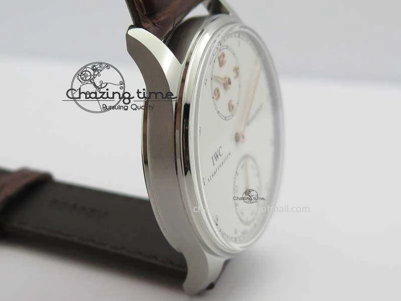 Portuguese IW5444 SS White Dial RG Numbers On Brown Leather Strap A WaterResistant 7256