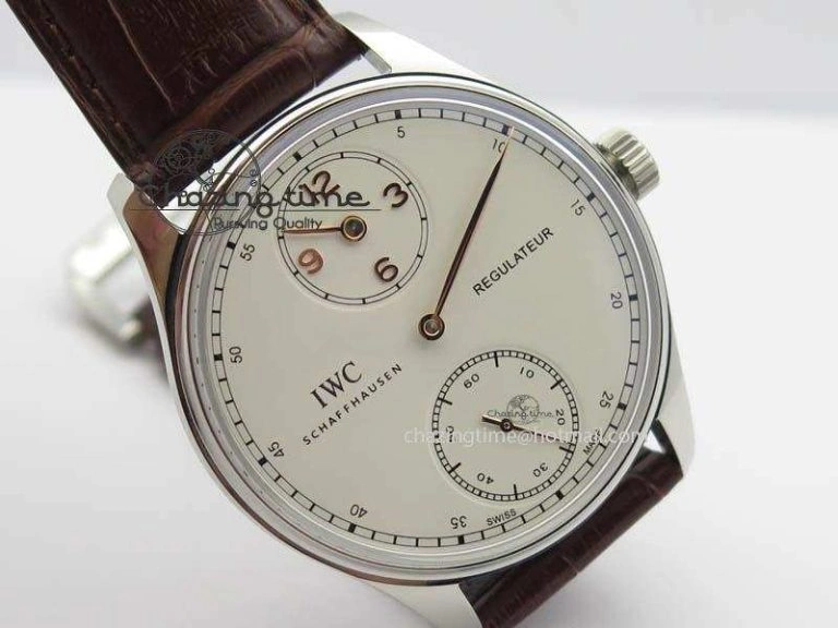 Portuguese IW5444 SS White Dial RG Numbers On Brown Leather Strap A WaterResistant 7256