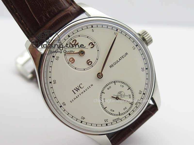 Portuguese IW5444 SS White Dial RG Numbers On Brown Leather Strap A WaterResistant 7256