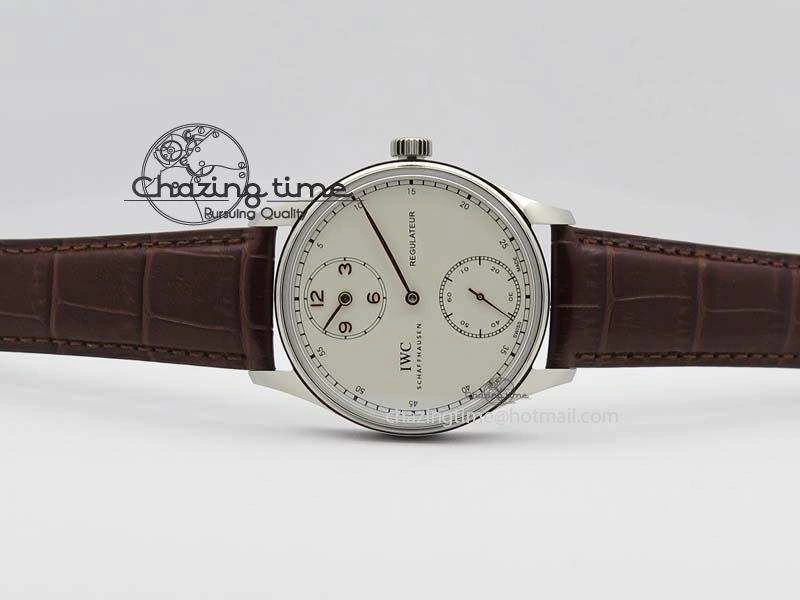 Portuguese IW5444 SS White Dial RG Numbers On Brown Leather Strap A WaterResistant 7256