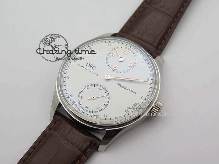 Portuguese IW5444 SS White Dial RG Numbers On Brown Leather Strap A WaterResistant 7256