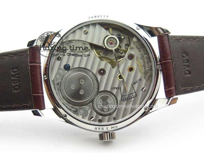 Portuguese IW5444 SS White Dial RG Numbers On Brown Leather Strap A WaterResistant 7256