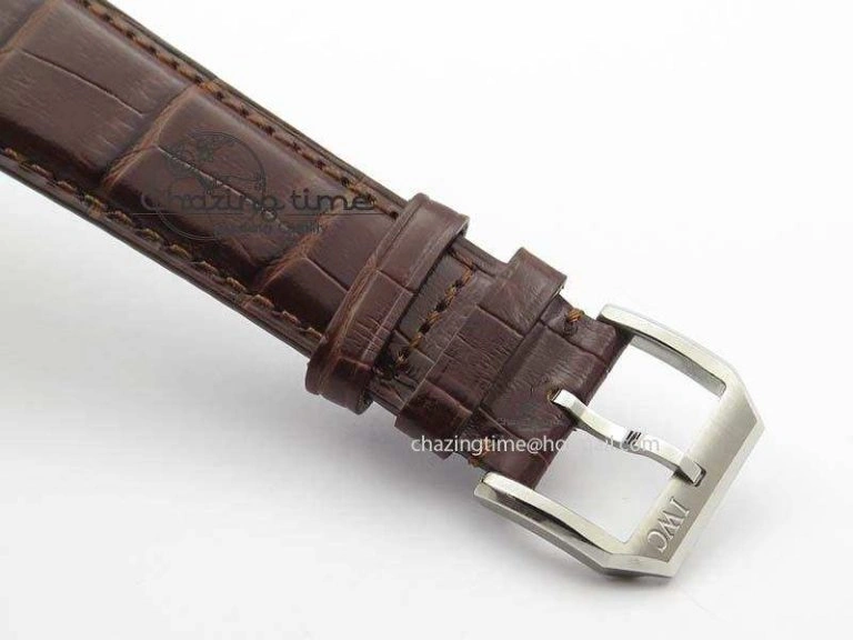 Portuguese IW5444 SS White Dial RG Numbers On Brown Leather Strap A WaterResistant 7256