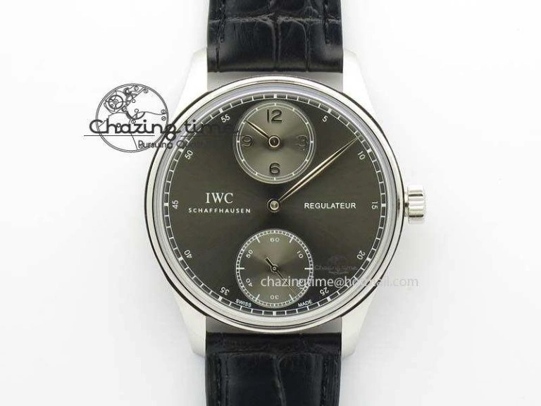 HighQuality Portuguese IW544404 SS Gray Dial On Black Leather Strap A 7259