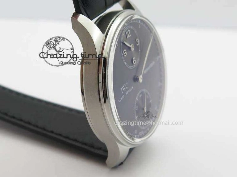 HighQuality Portuguese IW544404 SS Gray Dial On Black Leather Strap A 7259