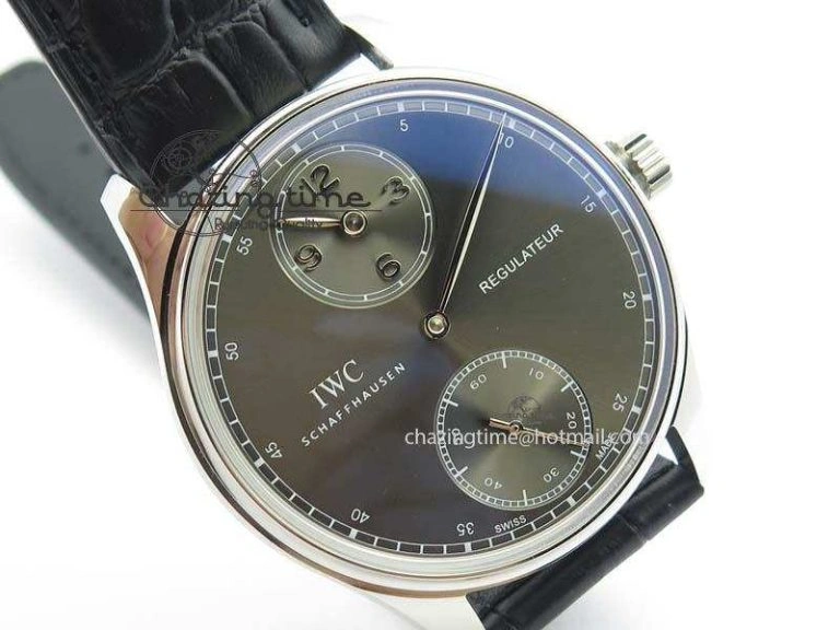HighQuality Portuguese IW544404 SS Gray Dial On Black Leather Strap A 7259