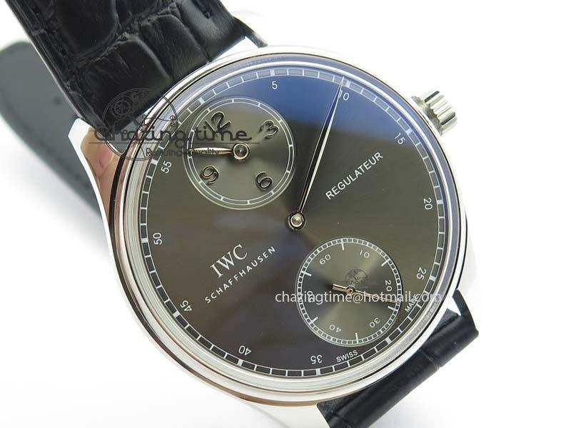 HighQuality Portuguese IW544404 SS Gray Dial On Black Leather Strap A 7259