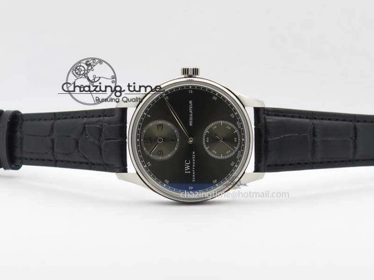 HighQuality Portuguese IW544404 SS Gray Dial On Black Leather Strap A 7259