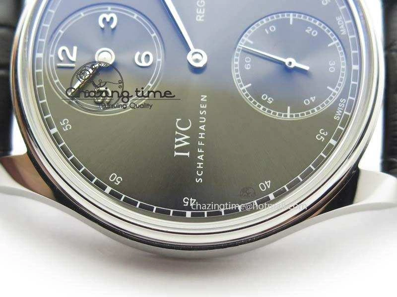 HighQuality Portuguese IW544404 SS Gray Dial On Black Leather Strap A 7259