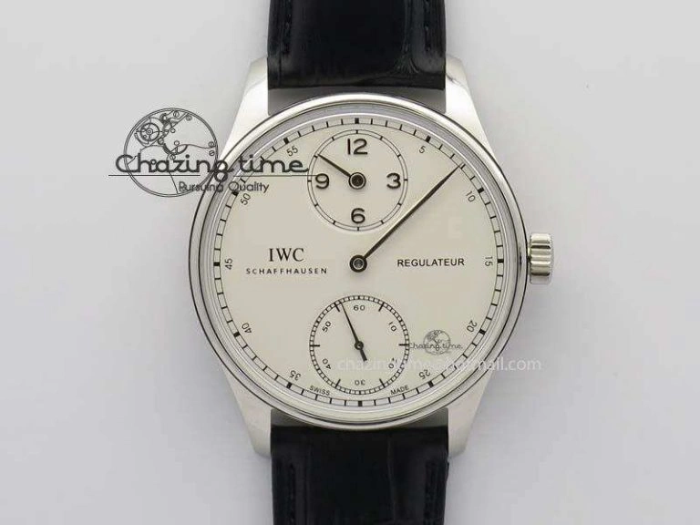 EyeCatching Portuguese IW544404 SS White Dial On Black Leather Strap A 7257