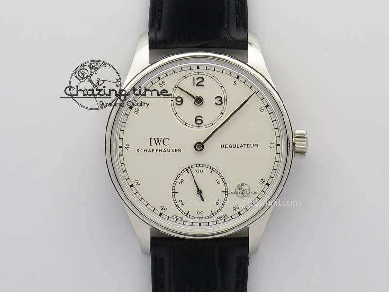 EyeCatching Portuguese IW544404 SS White Dial On Black Leather Strap A 7257
