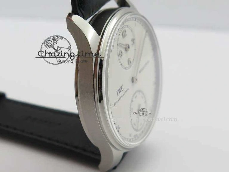 EyeCatching Portuguese IW544404 SS White Dial On Black Leather Strap A 7257