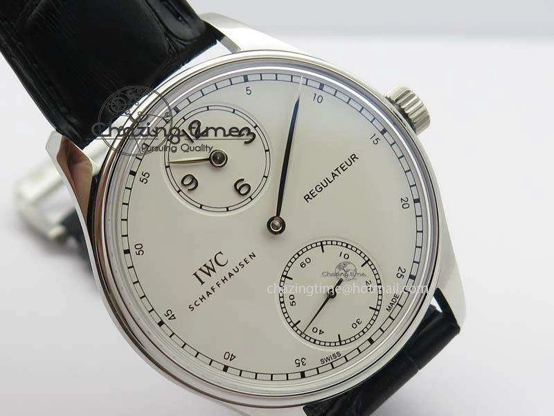 EyeCatching Portuguese IW544404 SS White Dial On Black Leather Strap A 7257