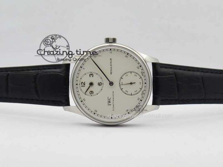 EyeCatching Portuguese IW544404 SS White Dial On Black Leather Strap A 7257