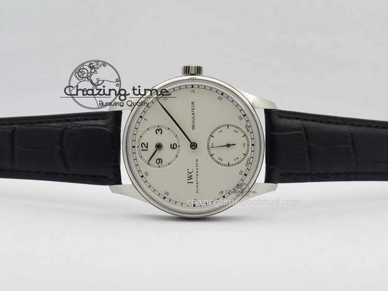 EyeCatching Portuguese IW544404 SS White Dial On Black Leather Strap A 7257