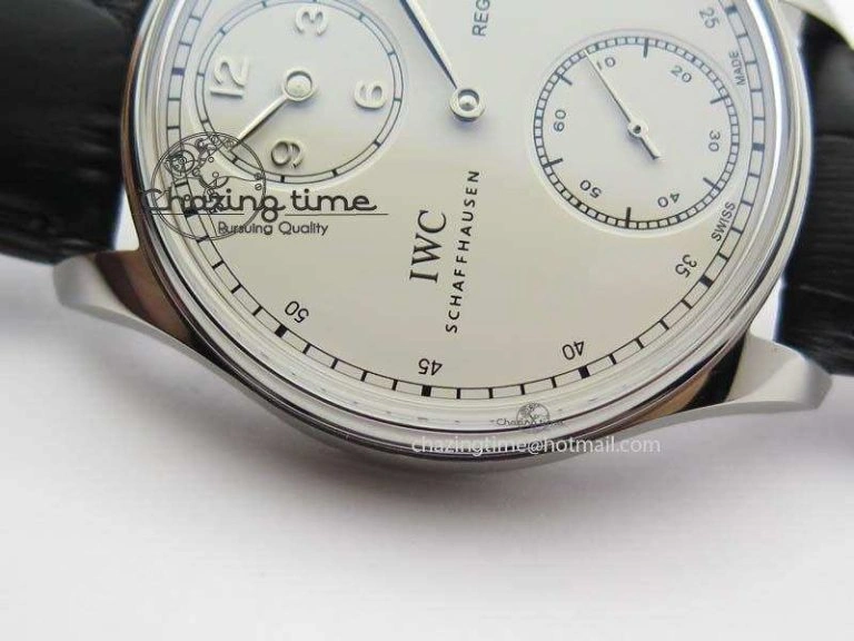 EyeCatching Portuguese IW544404 SS White Dial On Black Leather Strap A 7257