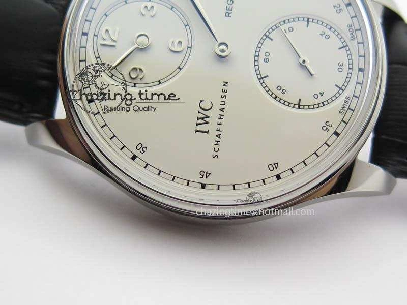 EyeCatching Portuguese IW544404 SS White Dial On Black Leather Strap A 7257