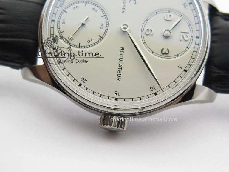 EyeCatching Portuguese IW544404 SS White Dial On Black Leather Strap A 7257