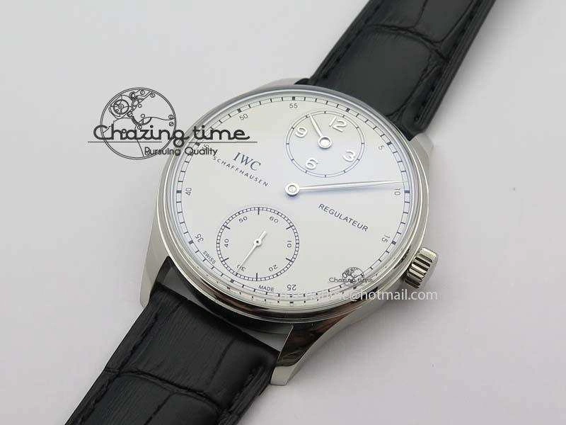 EyeCatching Portuguese IW544404 SS White Dial On Black Leather Strap A 7257