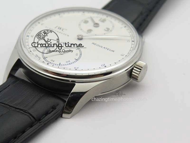 EyeCatching Portuguese IW544404 SS White Dial On Black Leather Strap A 7257