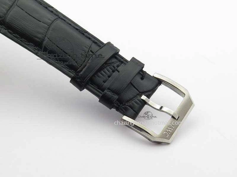 EyeCatching Portuguese IW544404 SS White Dial On Black Leather Strap A 7257