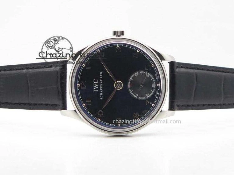 WellDesigned Portuguese IW545407 Black Dial ZF 1:1 Best Edition On Dark Blue Leather Strap 7337