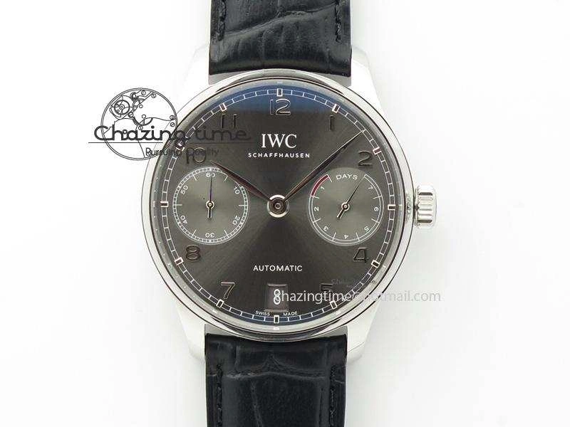 Portuguese Real PR IW500106 ZF 1:1 Best Edition Grey Dial On Black Leather Strap A52010 V Unisex 7306