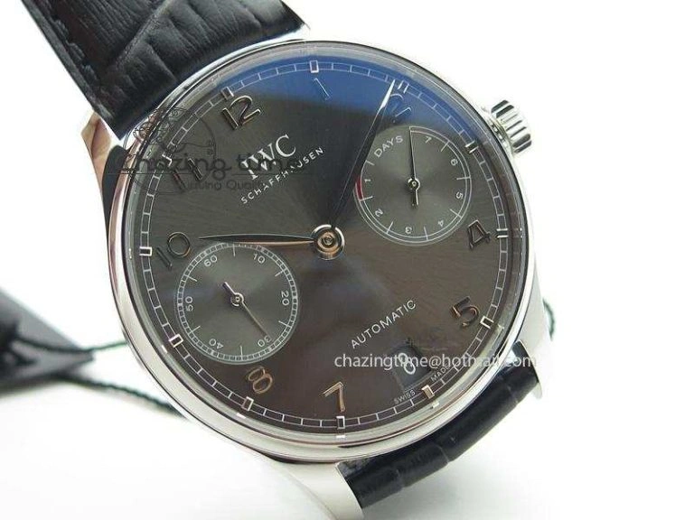 Portuguese Real PR IW500106 ZF 1:1 Best Edition Grey Dial On Black Leather Strap A52010 V Unisex 7306
