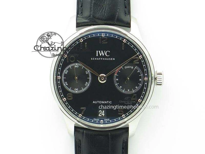 Portuguese Real PR IW500109 ZF 1:1 Best Edition Black Dial On Black Leather Strap A52010 V Timeless 7308