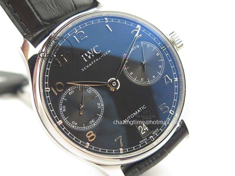 Portuguese Real PR IW500109 ZF 1:1 Best Edition Black Dial On Black Leather Strap A52010 V Timeless 7308