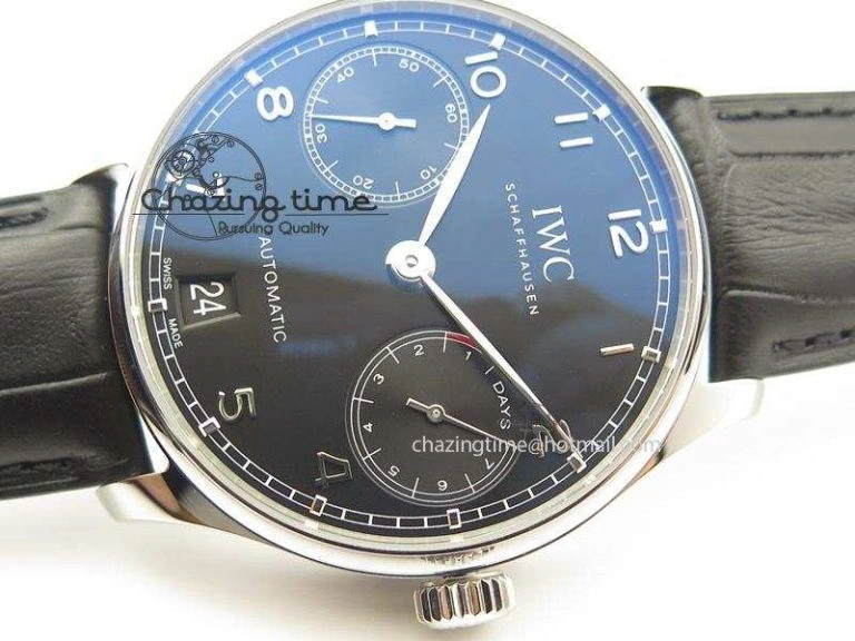 Portuguese Real PR IW500109 ZF 1:1 Best Edition Black Dial On Black Leather Strap A52010 V Timeless 7308