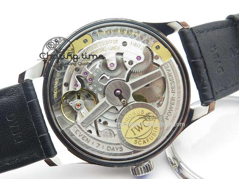 Resilient Portuguese Real PR IW500126 ZF 1:1 Best Edition Grey Red Dial On Black Leather Strap A52010 V 7333