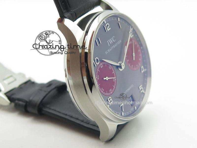 Resilient Portuguese Real PR IW500126 ZF 1:1 Best Edition Grey Red Dial On Black Leather Strap A52010 V 7333