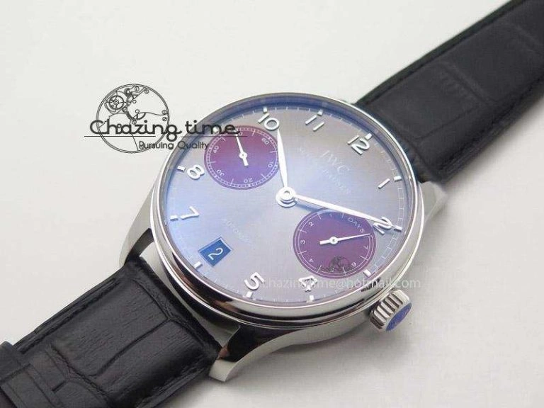 Resilient Portuguese Real PR IW500126 ZF 1:1 Best Edition Grey Red Dial On Black Leather Strap A52010 V 7333