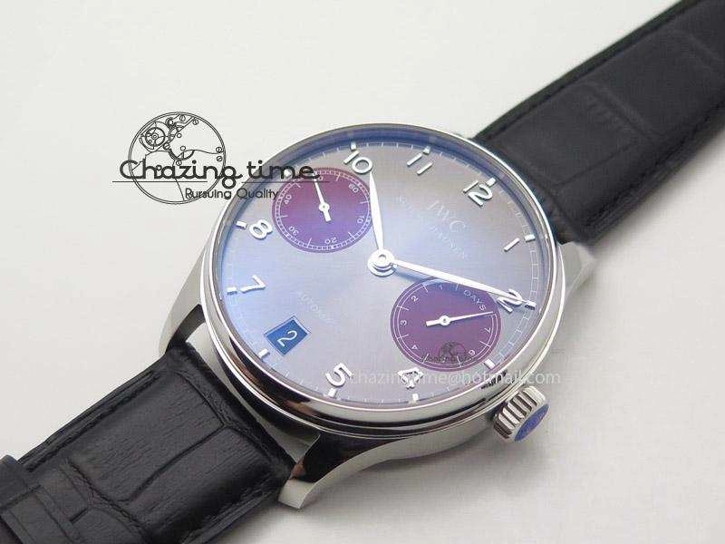 Resilient Portuguese Real PR IW500126 ZF 1:1 Best Edition Grey Red Dial On Black Leather Strap A52010 V 7333