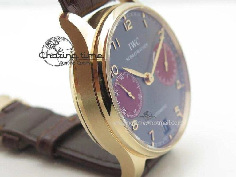 Portuguese Real PR IW500127 RG ZF 1:1 Best Edition Grey Red Dial On Brown Leather Strap A52010 V Chic 7331