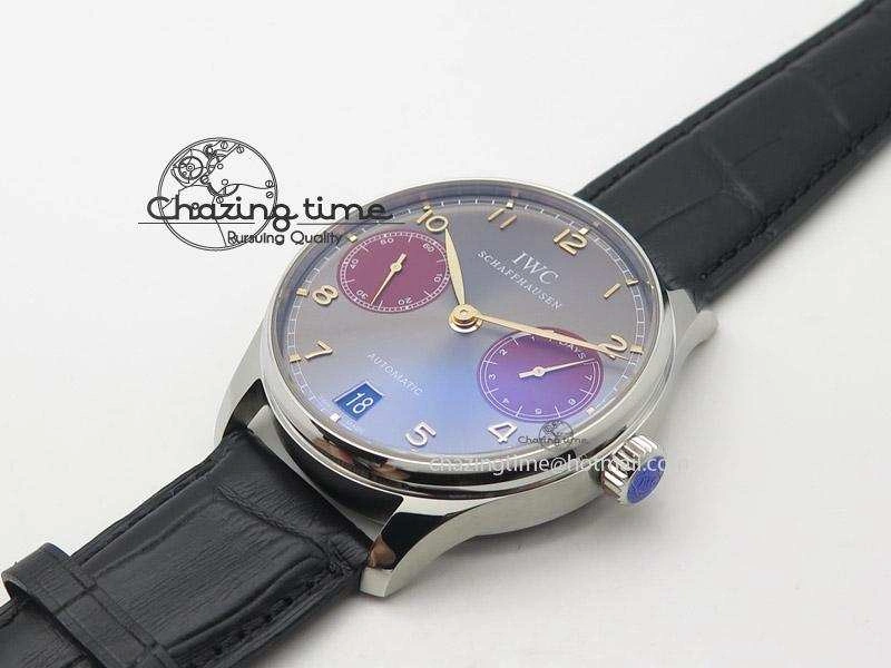 WrinkleFree Portuguese Real PR IW500127 ZF 1:1 Best Edition Gray Red Dial On Black Leather Strap A 7332