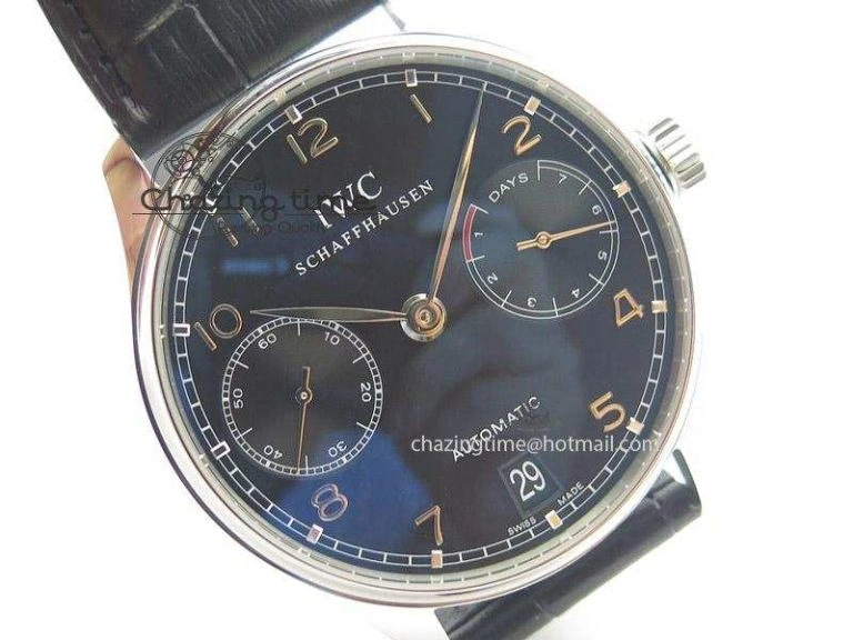 Portuguese Real PR IW500703 ZF 1:1 Best Edition On Black Leather Strap A Comfortable 7370