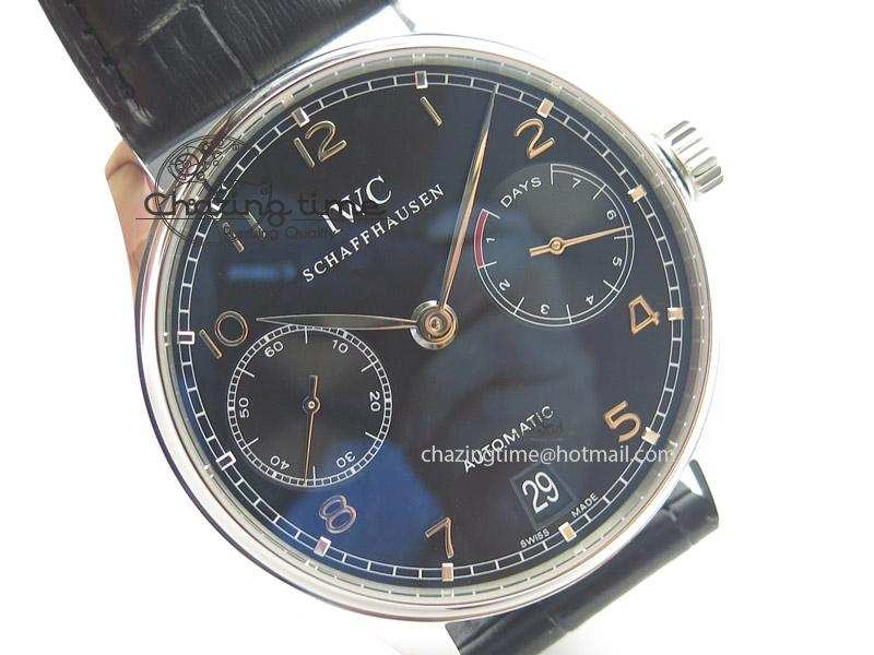 Portuguese Real PR IW500703 ZF 1:1 Best Edition On Black Leather Strap A Comfortable 7370