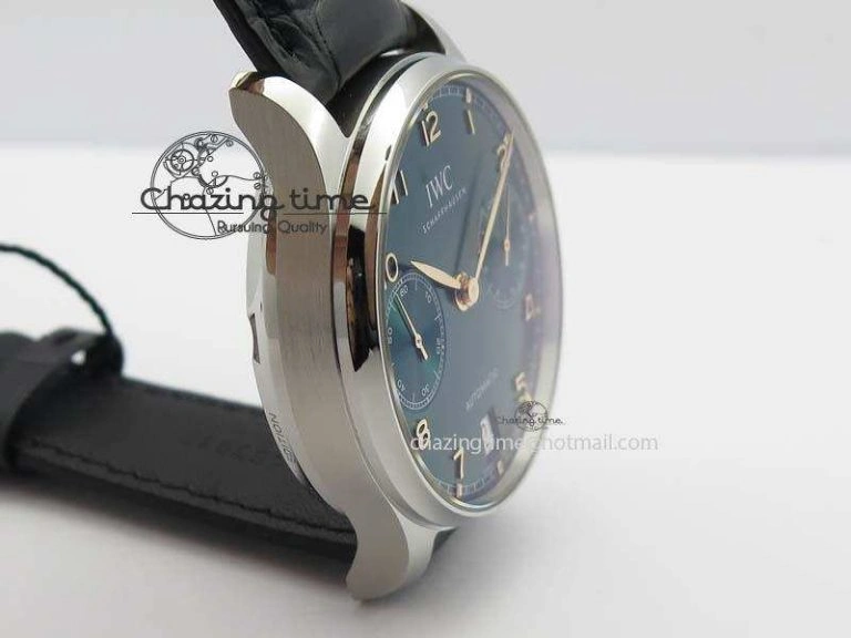 Portuguese Real PR IW500708 ZF 1:1 Best Edition Green Dial On Black Leather Strap A52010 V SmoothTexture 7260