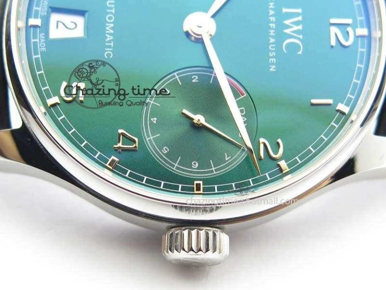 Portuguese Real PR IW500708 ZF 1:1 Best Edition Green Dial On Black Leather Strap A52010 V SmoothTexture 7260