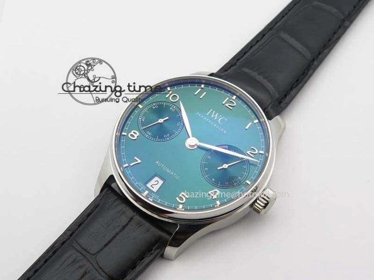 Portuguese Real PR IW500708 ZF 1:1 Best Edition Green Dial On Black Leather Strap A52010 V SmoothTexture 7260