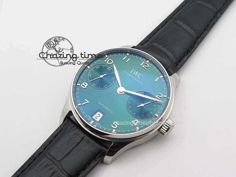 Portuguese Real PR IW500708 ZF 1:1 Best Edition Green Dial On Black Leather Strap A52010 V SmoothTexture 7260