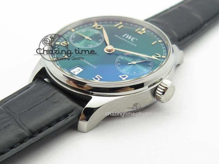 Portuguese Real PR IW500708 ZF 1:1 Best Edition Green Dial On Black Leather Strap A52010 V SmoothTexture 7260