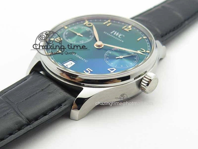 Portuguese Real PR IW500708 ZF 1:1 Best Edition Green Dial On Black Leather Strap A52010 V SmoothTexture 7260